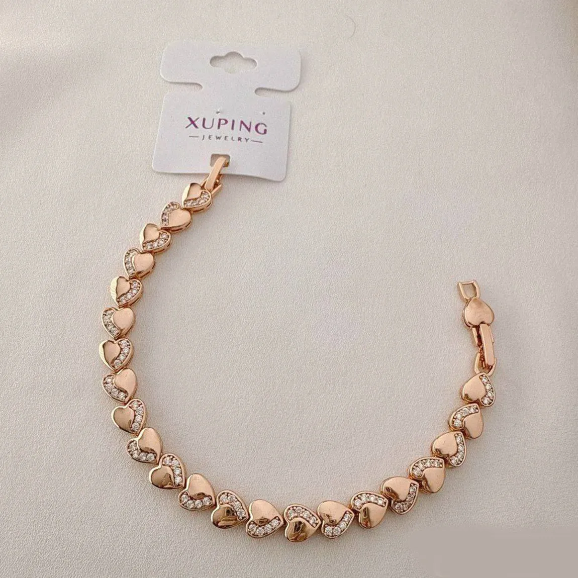 heart-shaped-jeweled-xuping-bracelet-model-121 دستبند قلبی نگیندار ژوپینگ مدل 121