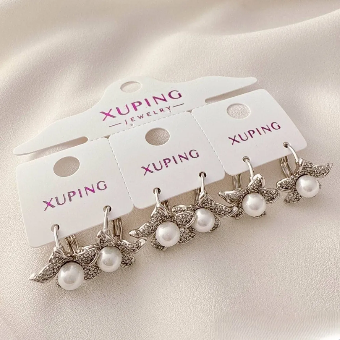 Xuping pearl flower earrings, model 260 گوشواره ژوپینگ طرح گل مرواریدی مدل 260